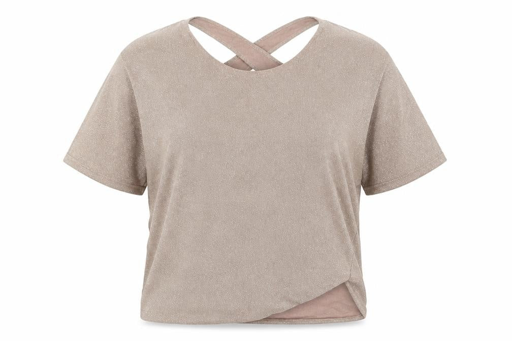 Saint Tropez Women's Beige Metallic Knit Camisole Blouse M