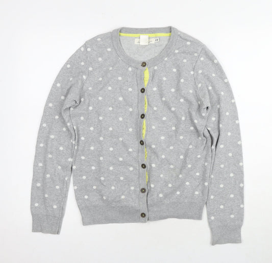H&M Girls Grey Polka Dot Cardigan Jumper Size 14