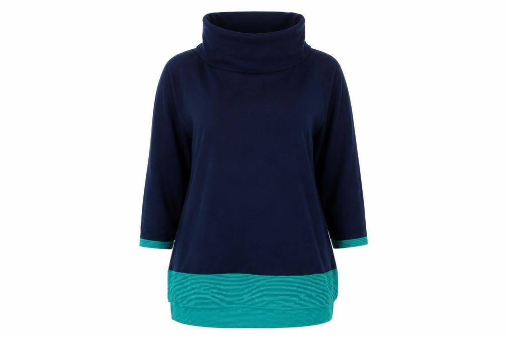 Mitzy Women's Blue XL Roll Neck Tunic Jumper