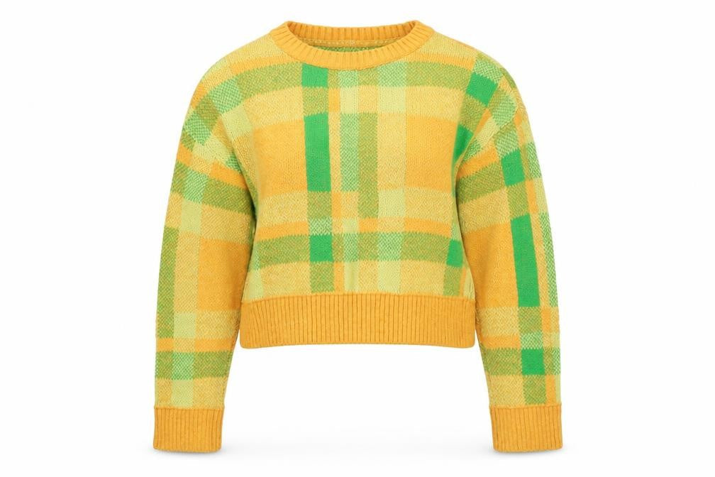 Only Women's Multicoloured Plaid Jumper, L, Crew Neck