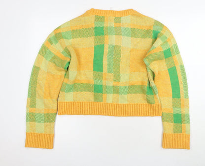Back view of Only Women's Multicoloured Plaid Jumper, L, Crew Neck