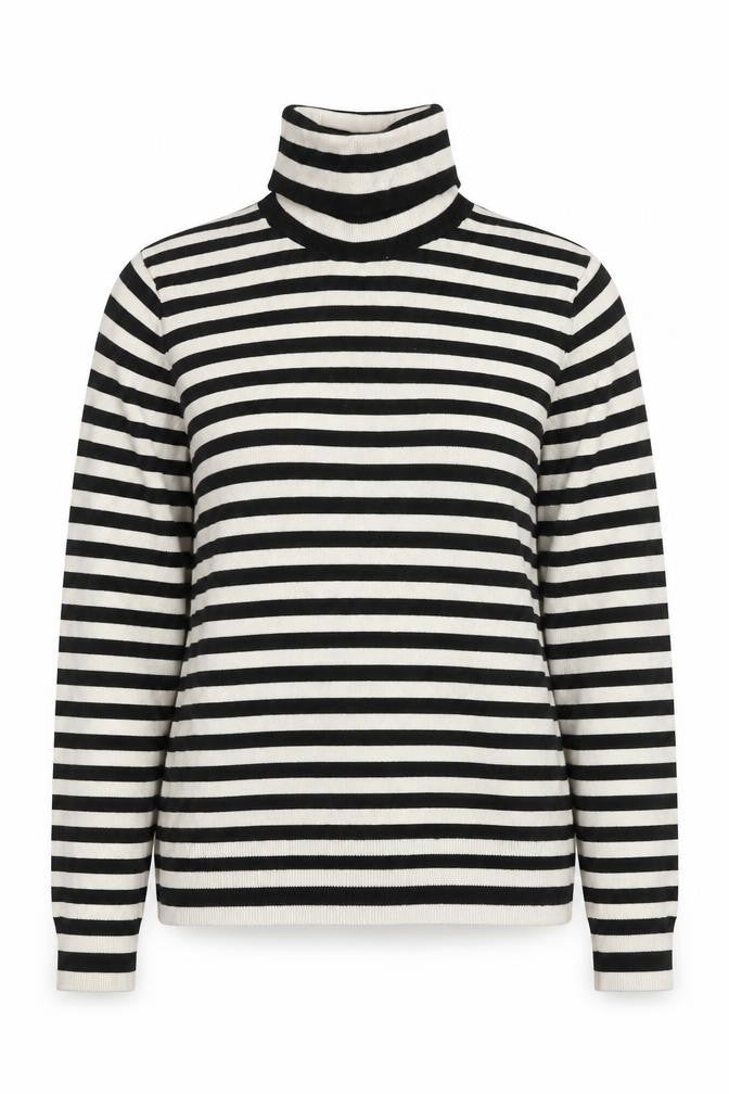 H&M Women's Black Striped Roll Neck Pullover Jumper