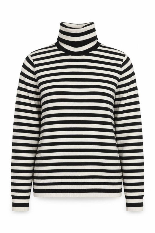 H&M Women's Black Striped Roll Neck Pullover Jumper