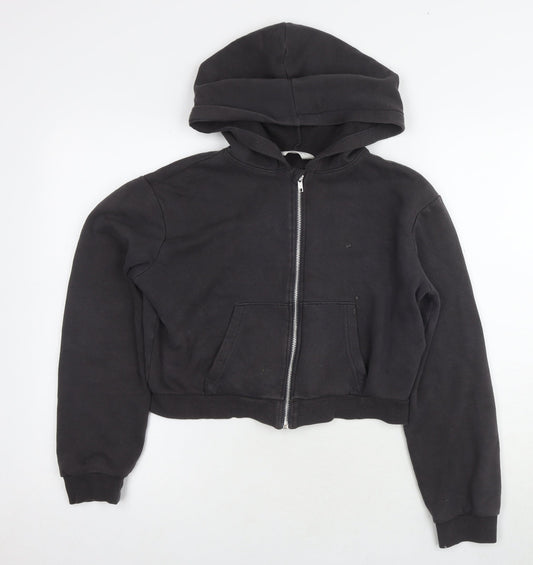 H&M Girls Black Full Zip Hoodie Size 12-14 Years