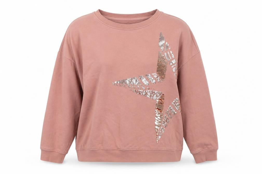 Next Women's Pink Sequin Pullover Sweatshirt Medium