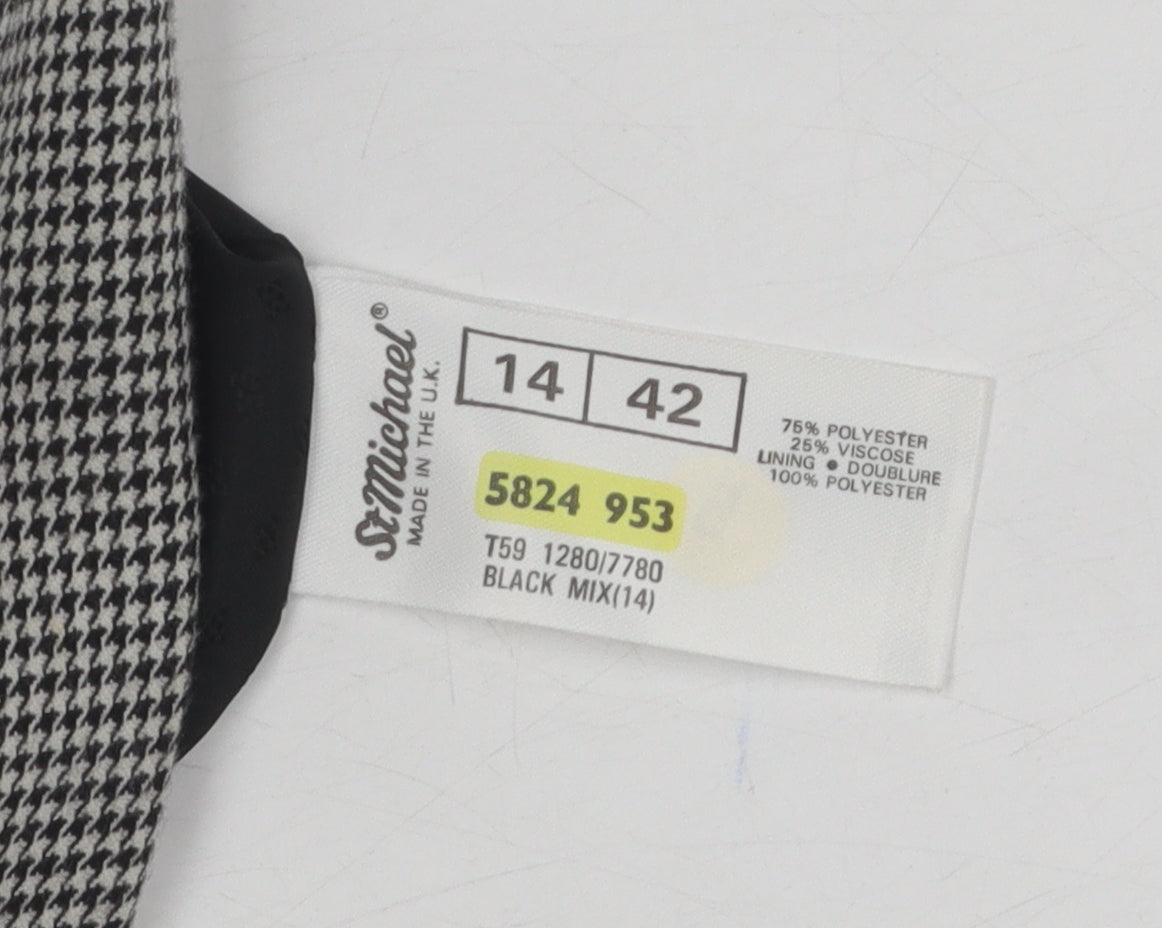 St Michael Women's Black Blazer Size 14, Herringbone Pea Coat