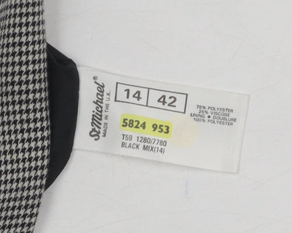 St Michael Women's Black Blazer Size 14, Herringbone Pea Coat