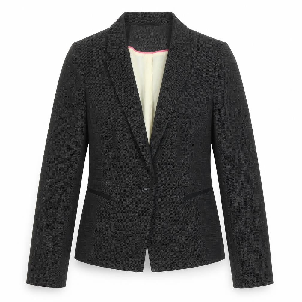 Next Women's Black Blazer UK 12 Herringbone Regular Fit
