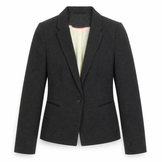Next Women's Black Blazer UK 12 Herringbone Regular Fit