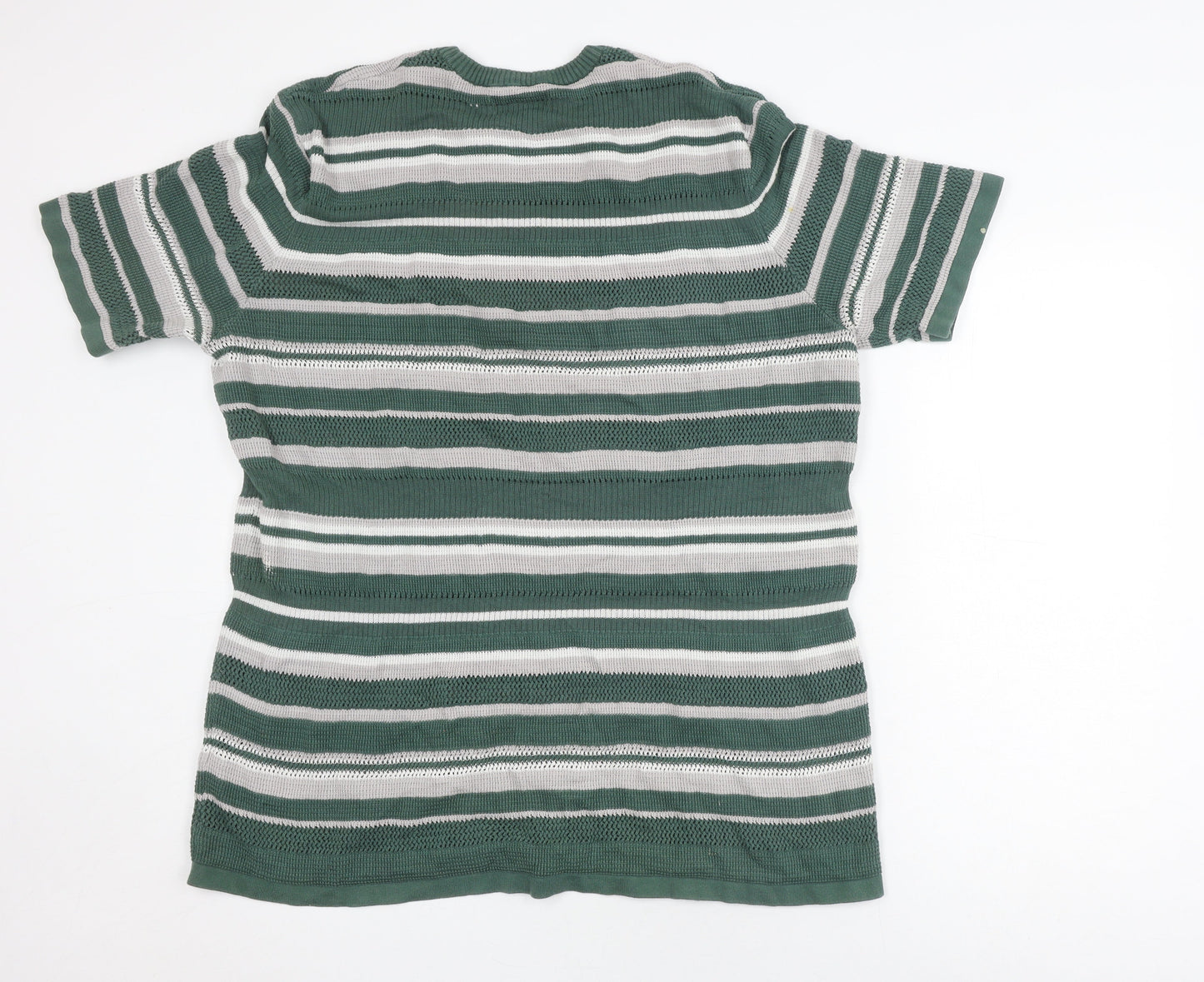 ASOS Women's Green Striped Crew Neck Jumper 2XL Tall
