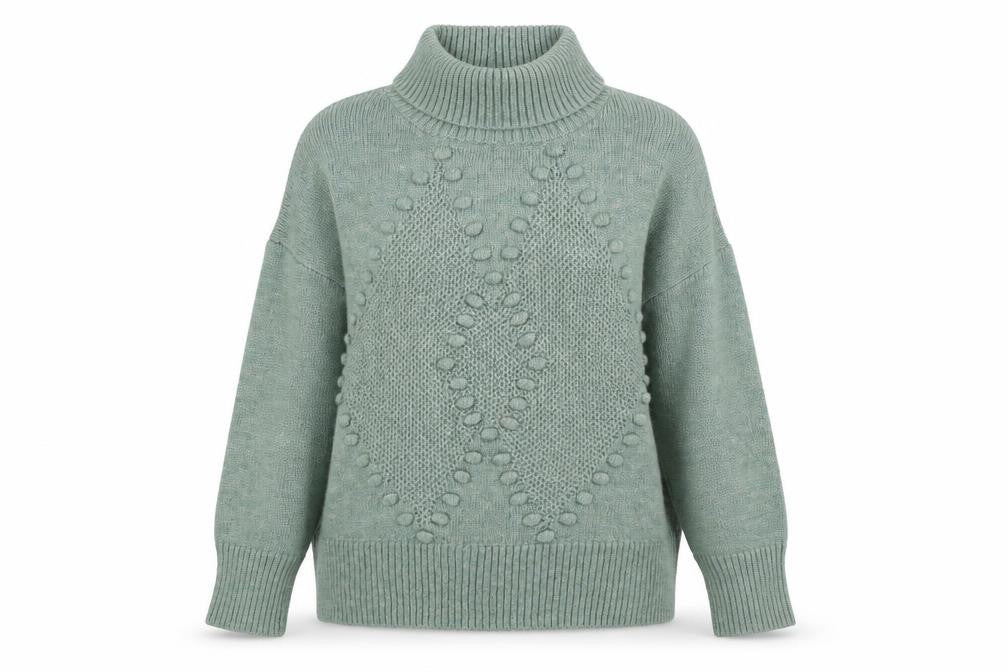 M&Co Women's Green Roll Neck Pullover Jumper Size 12