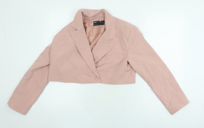 Additional front view of ASOS Design Women's Pink Cropped Suit Jacket M
