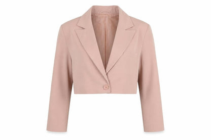 Front view of ASOS Design Women's Pink Cropped Suit Jacket M