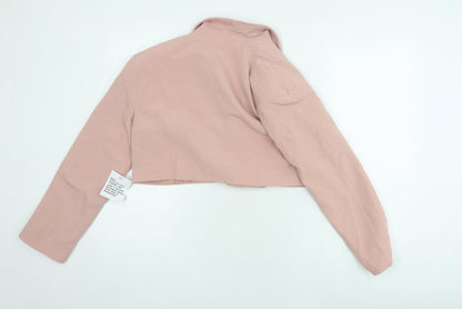 Back view of ASOS Design Women's Pink Cropped Suit Jacket M