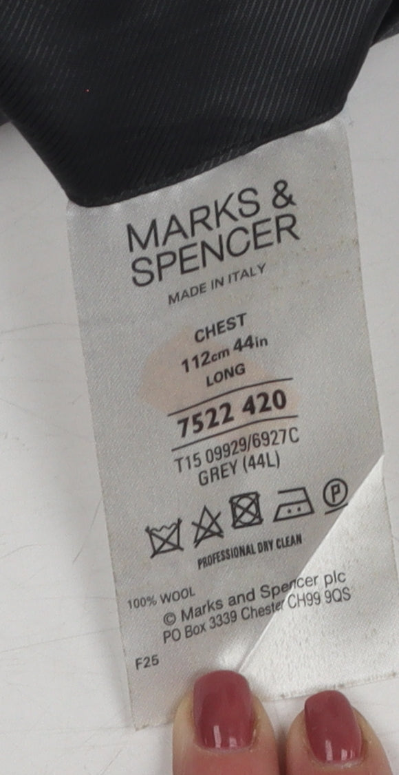 Marks and Spencer Grey Striped 44L Blazer for Men