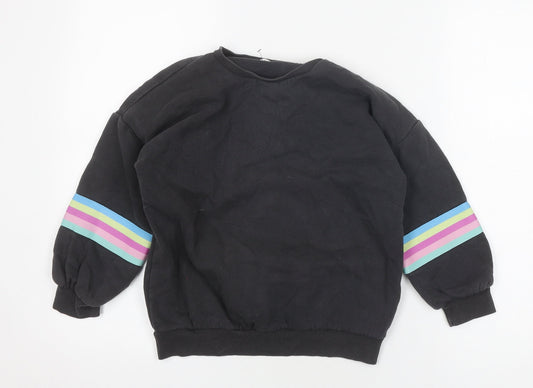 Marks and Spencer Girls Black Pullover Sweatshirt 8-9 Years