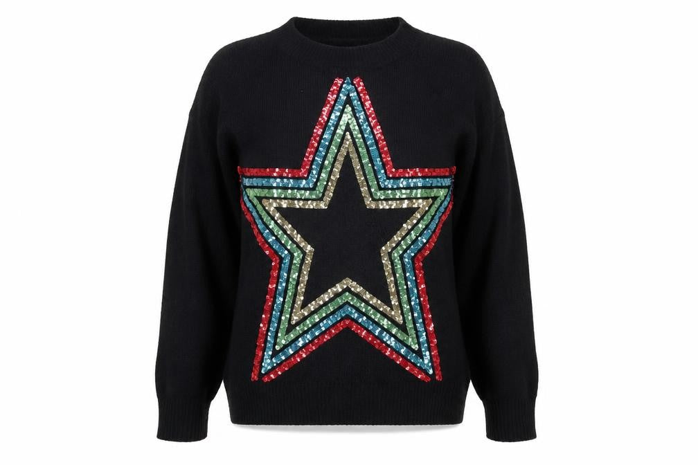 Next Women’s Black XS Sequin Star Pullover Jumper