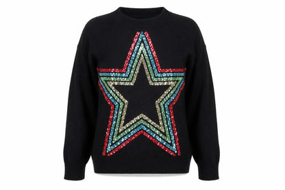 Next Women’s Black XS Sequin Star Pullover Jumper
