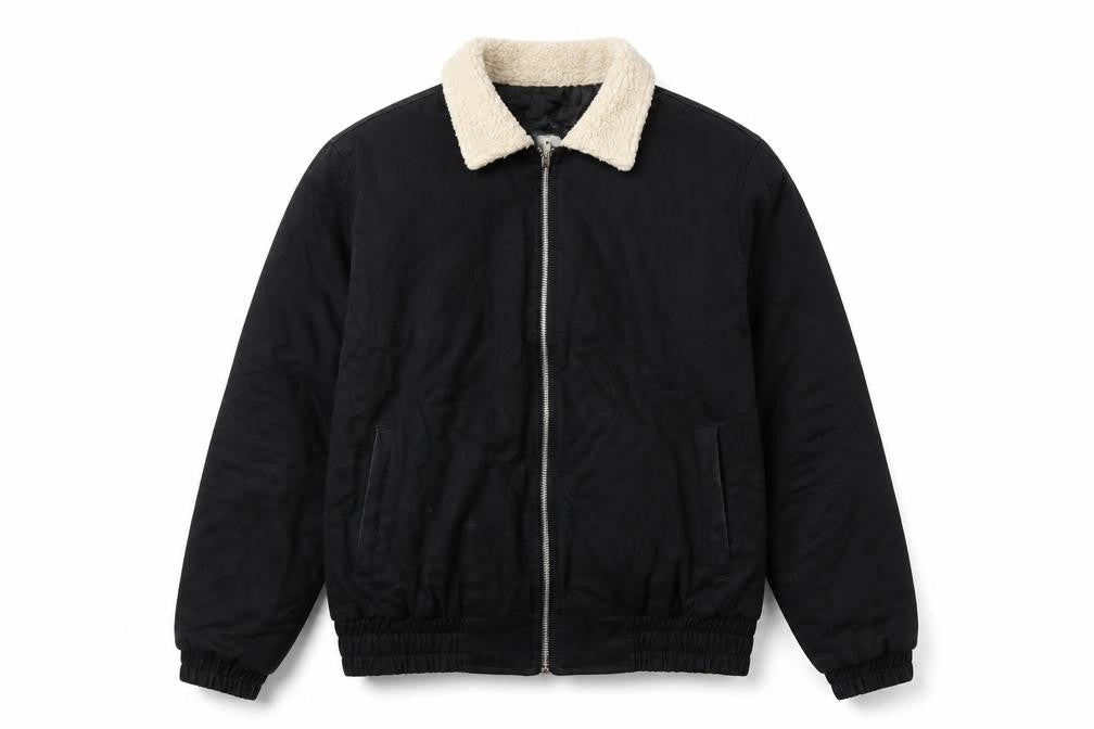 boohoo Men's Black Cotton Bomber Jacket - Size S, Casual Style