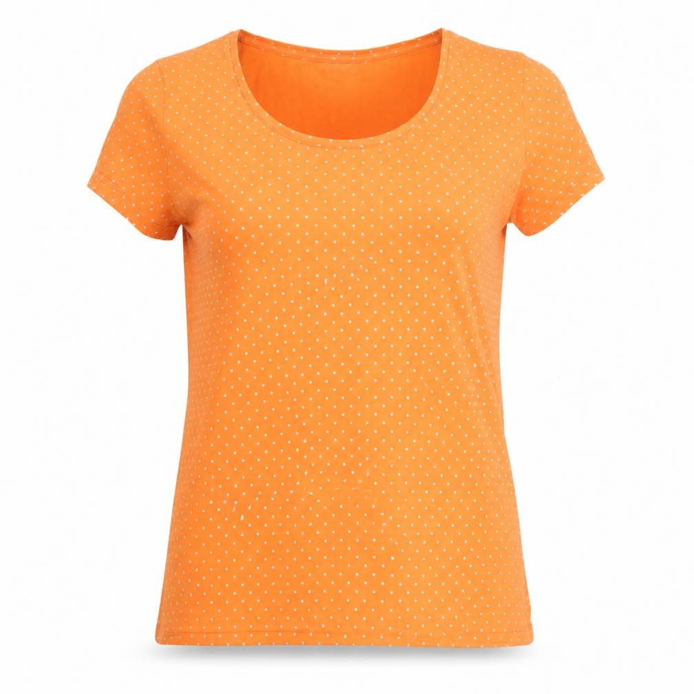 M&Co Women's Orange Polka Dot T-Shirt, Size 18