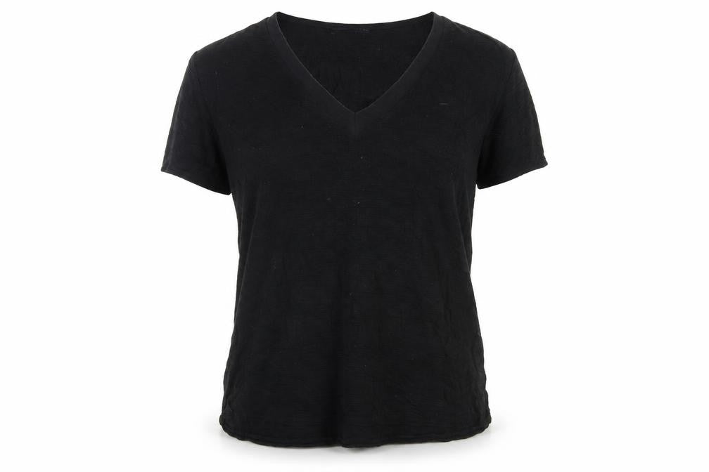 Zara Women's Black V-Neck T-Shirt - Size L