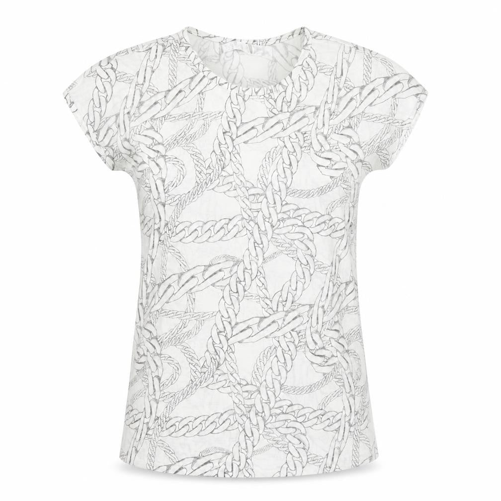 Zara Women’s White Basic T-Shirt, Geometric Pattern, M