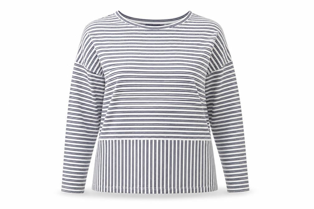 Marks & Spencer Women's Ivory Striped T-Shirt - Size 16