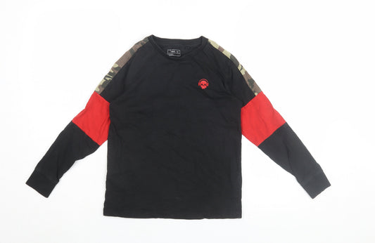 Next Boys Black Cotton Skull T-Shirt, 8 Years, Long Sleeve