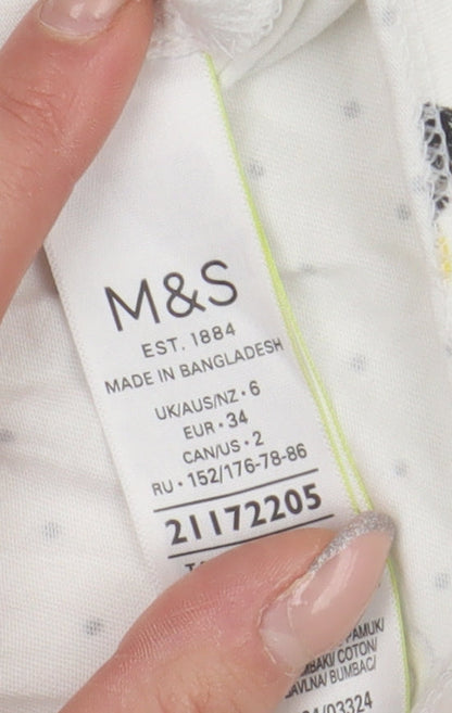 Marks & Spencer Women's White Bee Print T-Shirt Size 6