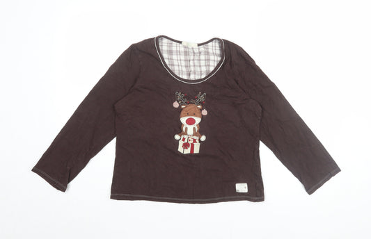 Marks & Spencer Women's Brown Christmas Pyjama Top 12