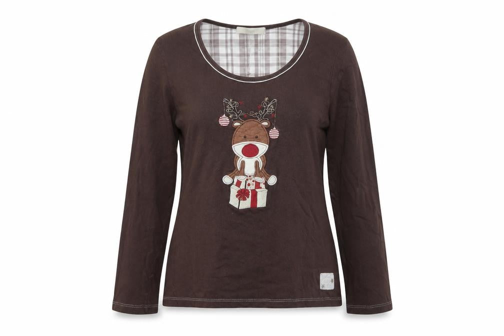 Marks & Spencer Women's Brown Christmas Pyjama Top 12