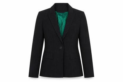 Front view of Principles Women's Black Pinstripe Blazer Jacket, size 10