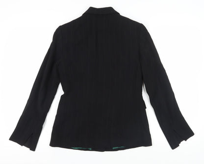 Back view of Principles Women's Black Pinstripe Blazer Jacket, size 10