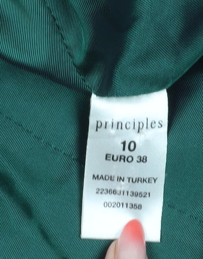 Close-up detail of Principles Women's Black Pinstripe Blazer Jacket, size 10