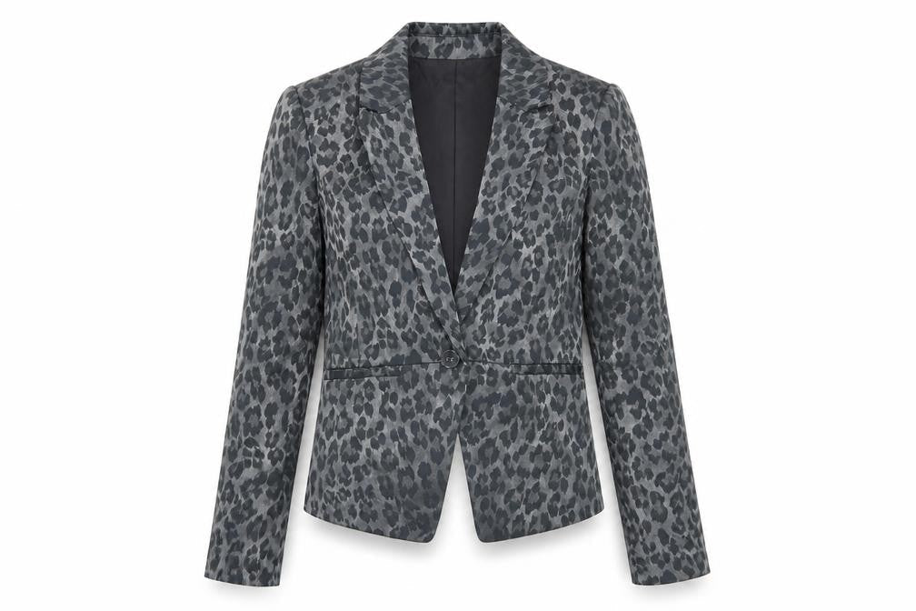 Fransa Women's Grey Animal Print Blazer Size 8