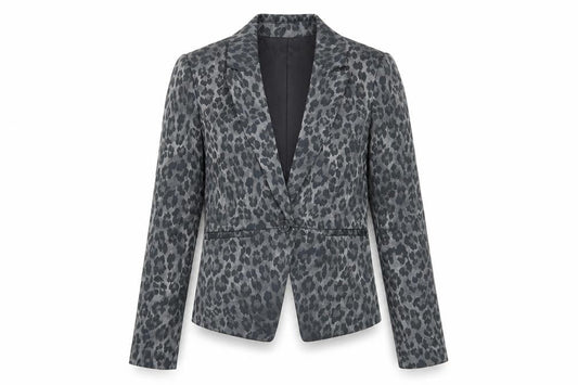 Fransa Women's Grey Animal Print Blazer Size 8