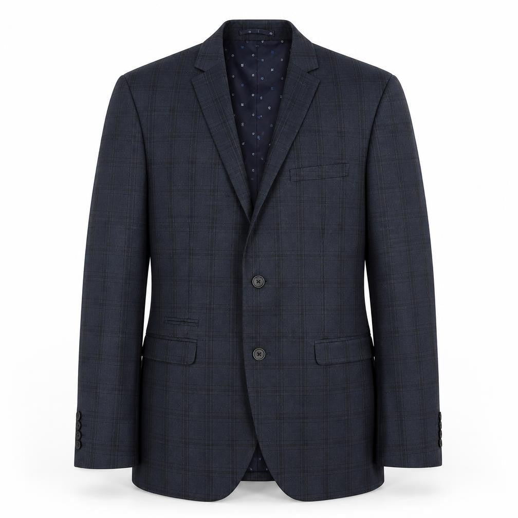 Next Men’s Blue Plaid Blazer - Size 40R, Formal Style