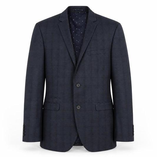 Next Men’s Blue Plaid Blazer - Size 40R, Formal Style