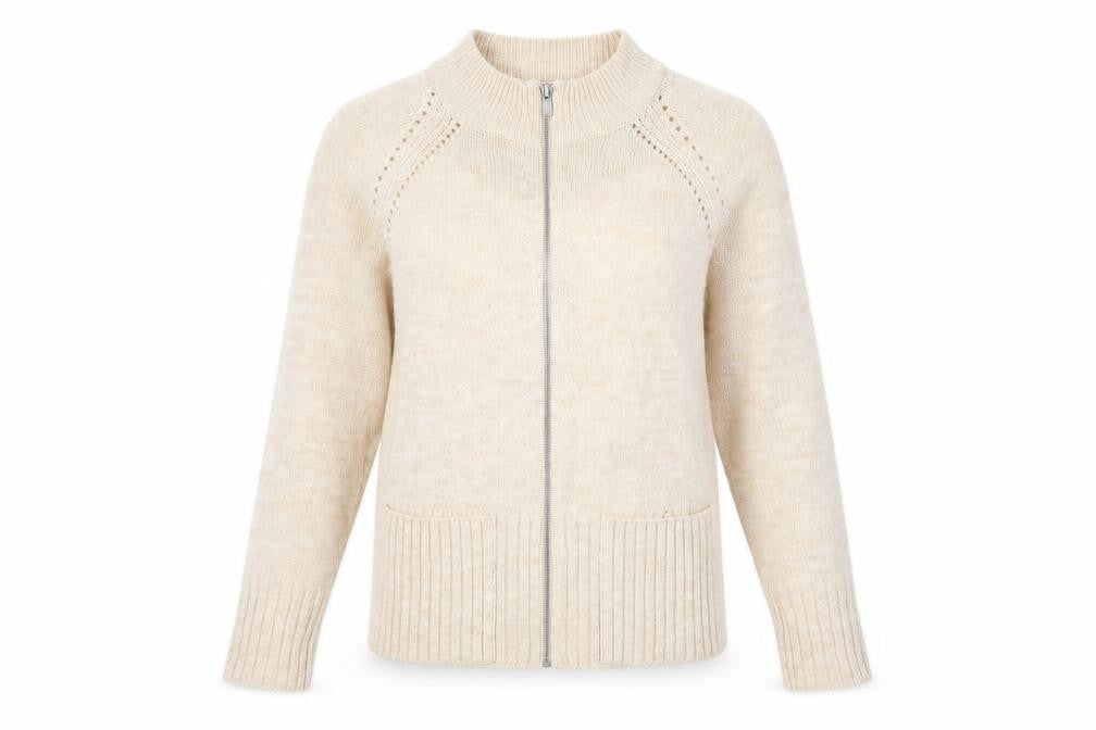 Damart Women's Beige Full Zip Jumper in M