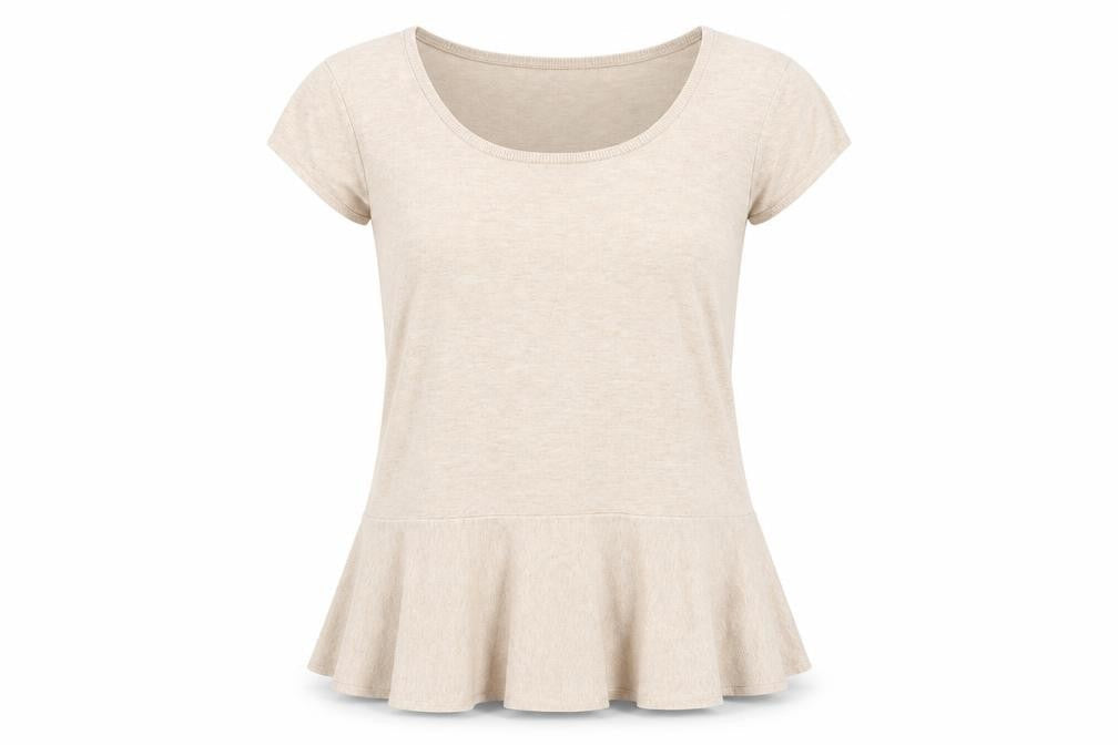 Linea Women's Beige Basic T-Shirt, L, Scoop Neck