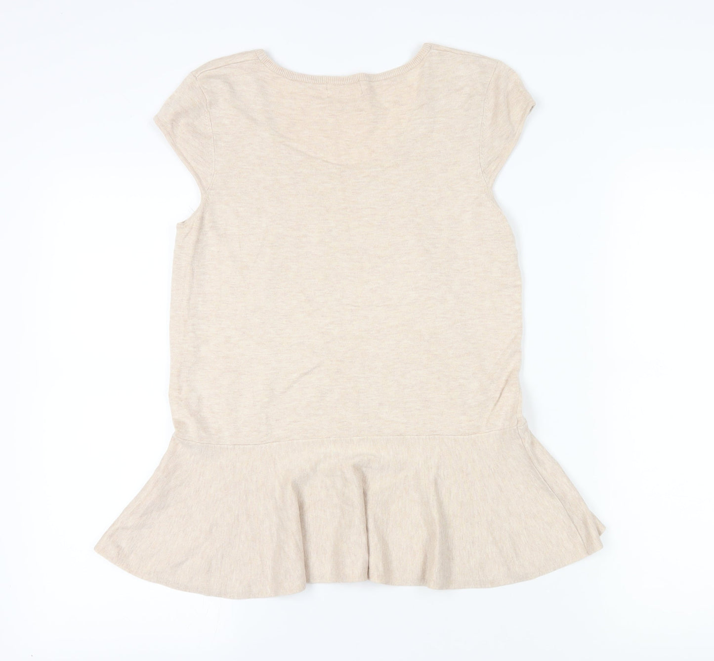 Linea Women's Beige Basic T-Shirt, L, Scoop Neck