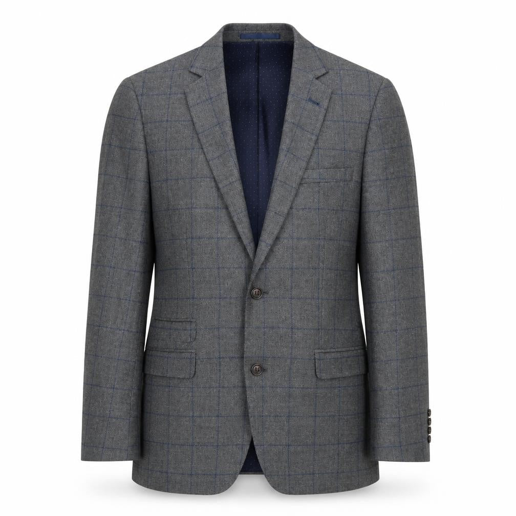 Moss 1851 Men's Grey Check Blazer, Size 40R, Classic Fit