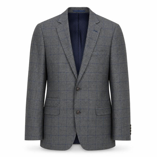 Moss 1851 Men's Grey Check Blazer, Size 40R, Classic Fit