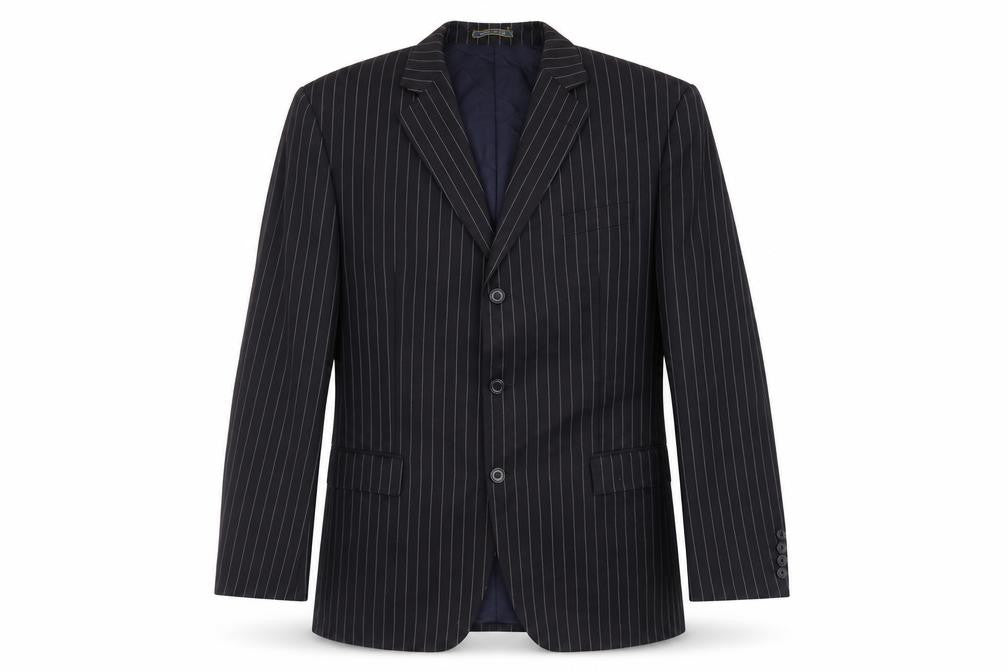 Dehavilland Men's Black Wool Blazer, Size 44R, Striped