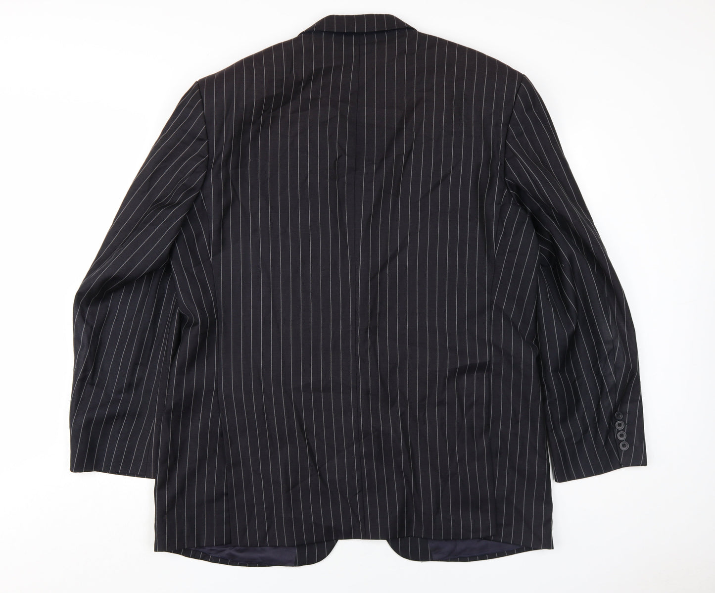 Dehavilland Men's Black Wool Blazer, Size 44R, Striped