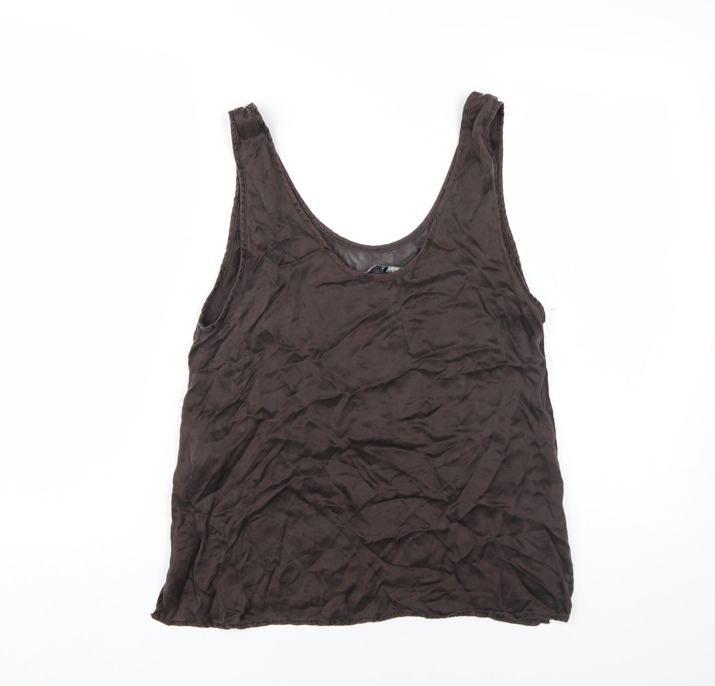 Zara Women's Brown Embroidered Tank - Size S, Casual Style