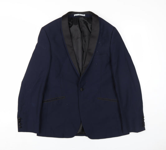 Burton Menswear Blue Slim Fit Tuxedo Blazer - 38S