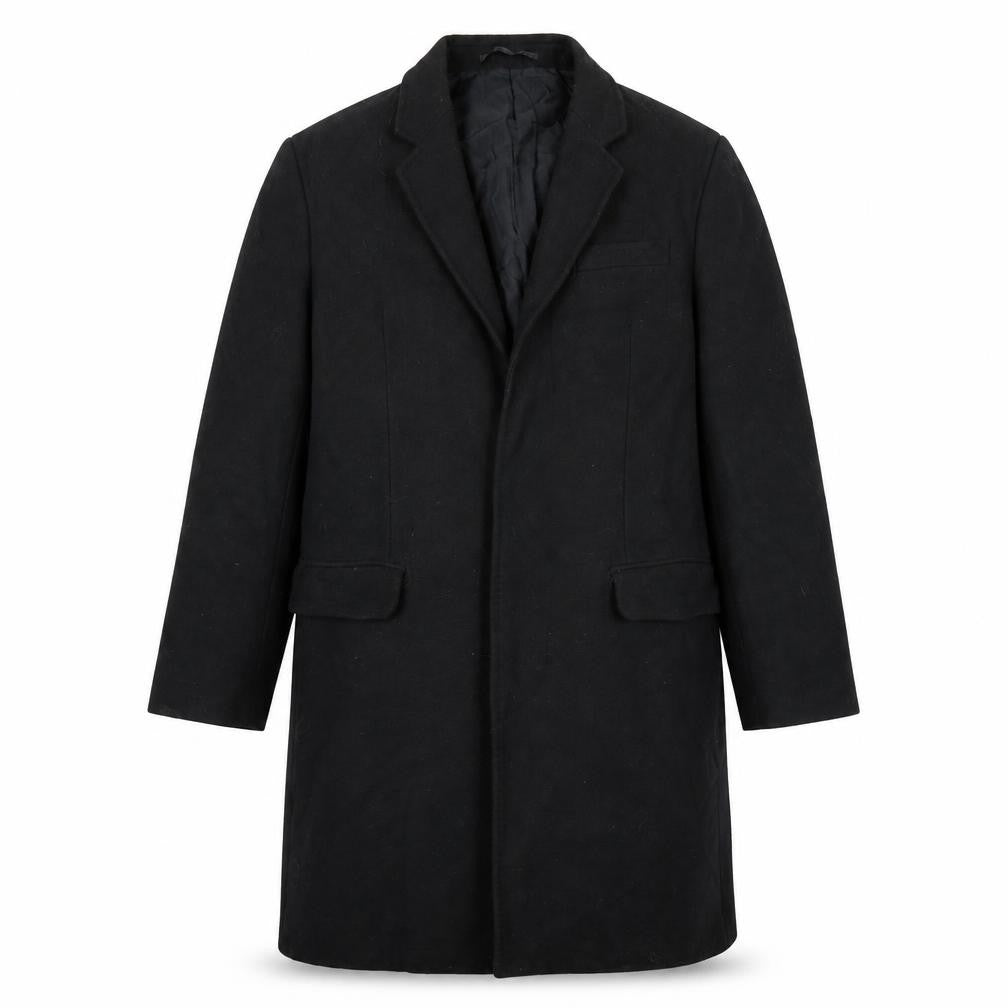 H&M Men's Black Wool Cashmere Overcoat Size 16