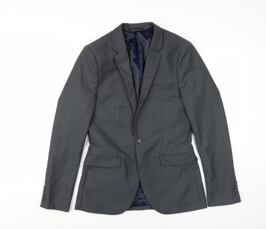 Topman Men's Grey Skinny Blazer 34R Regular Fit