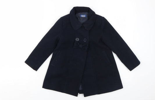 Minoti Girls Black Pea Coat 3-4 Years Lined Casual Wear